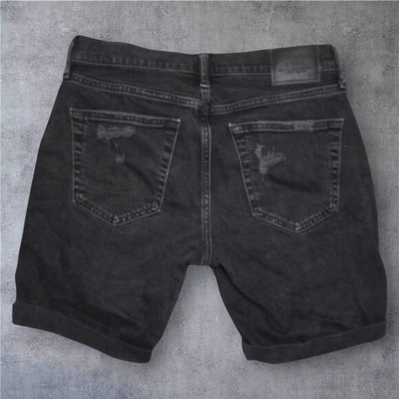 Abercrombie & Fitch Black Distressed Denim Shorts – Size 29/8 Stretch - Picture 4 of 5